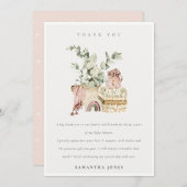 Niedlich Boho Blush Kinderzimmer Foliage Girl Baby Dankeskarte (Vorne/Hinten)