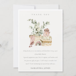 Niedlich Boho Blush Kinderzimmer Foliage Girl Baby Dankeskarte