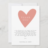 Niedlich Boho Blush Pink Heart Baby Dusche Vielen Dankeskarte (Vorderseite)