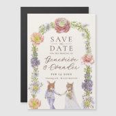 Niedlich Boho Bunny Liebe Blumenhochzeit Retten Si Magneteinladung (Vorne/Hinten)