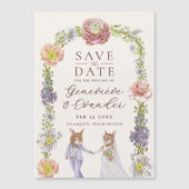 Niedlich Boho Bunny Liebe Blumenhochzeit Retten Si Magneteinladung (Vorderseite)