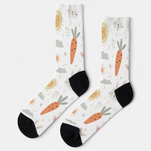 Niedlich Boho Bunny und Carrots Socken (Linkes Detail)