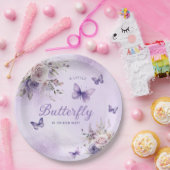Niedlich Boho Butterfly Aquarell Floral Baby Dusch Pappteller (Party)
