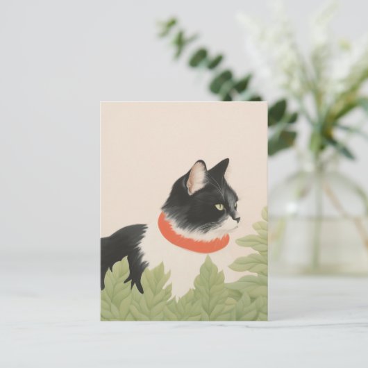 Niedlich Boho Cat Postkarte (Stehend Vorderseite)