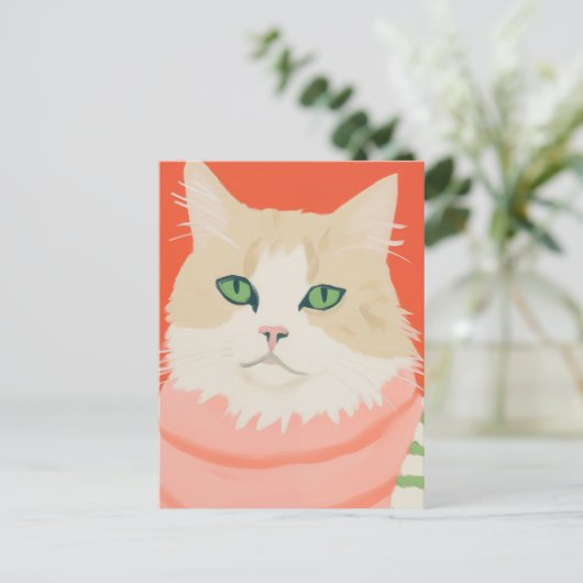 Niedlich Boho Cat Postkarte (Stehend Vorderseite)