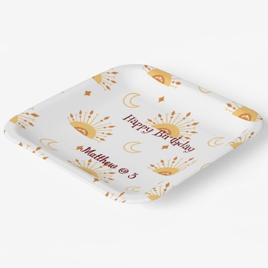 Niedlich Boho Celestial Seamless Muster Kindergebu Pappteller (Gewinkelt)