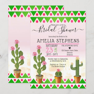 Niedlich Boho Chic Cactus Tribal Brautparty Einladung