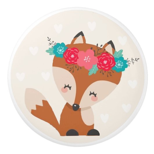 Niedlich Boho Chic Fox Keramikknauf (Vorderseite)