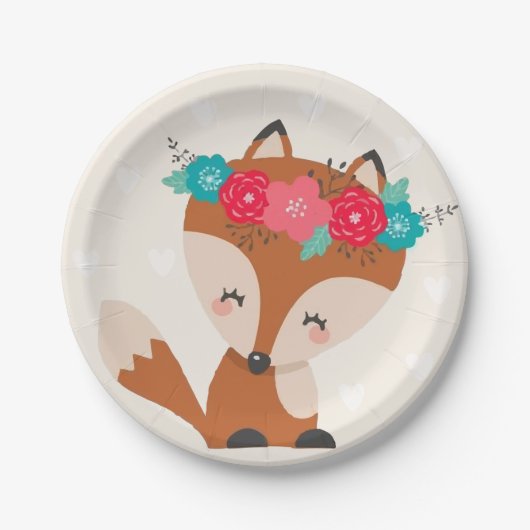 Niedlich Boho Chic Fox Pappteller (Vorderseite)