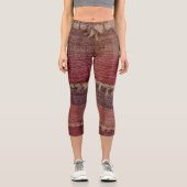 Niedlich Boho Chic Rag Rug Multicolored Capri Leggings (Vorderseite)