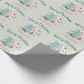 Niedlich Boho Christmas Unicorn auf Sage Geschenkpapier (Ecke)