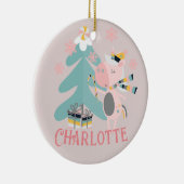 Niedlich Boho Christmas Unicorn mit dem Namen auf Keramik Ornament (Rechts)