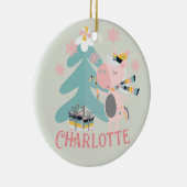 Niedlich Boho Christmas Unicorn mit dem Namen auf Keramik Ornament (Rechts)