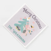 Niedlich Boho Christmas Unicoron auf Lavender Lila Serviette (Ecke)