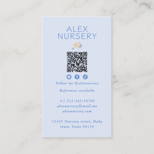 Niedlich Boho Cloud Watercolor Babysitter Visitenkarte (Rückseite)