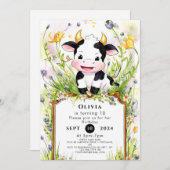 Niedlich Boho Cow Birthday Einladung (Vorne/Hinten)