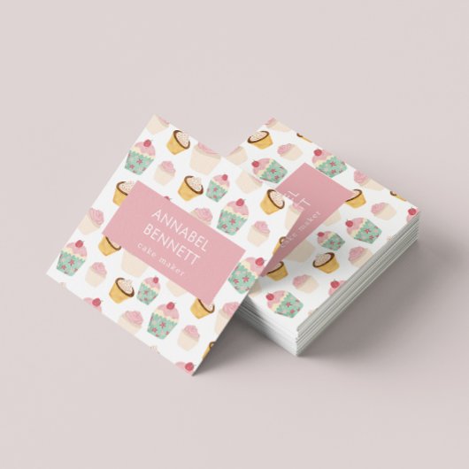 Niedlich Boho Cupcake Pattern Quadratische Visitenkarte