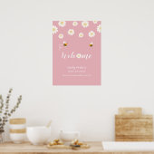 Niedlich Boho Daisy Bloom Baby Dusche Begrüßungsze Poster (Küche)