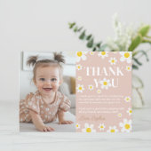 Niedlich Boho Daisy Bloom Geburtstagsparty Dankeskarte (Stehend Vorderseite)