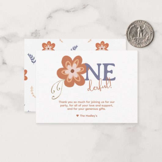 Niedlich Boho Daisy Dankeschön Karte (Vorderseite/Rückseite Beispiel)