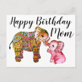 Niedlich Boho Elephant Happy Birthday Mother Postkarte (Vorderseite)