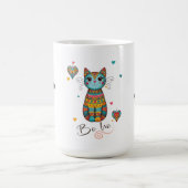 Niedlich Boho farbenfrohe Blumenkatze Kaffeetasse (Mittel)