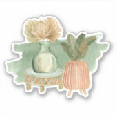 Niedlich Boho Floral Pastell Leaf Green Sticker (Vorderseite)