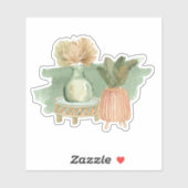 Niedlich Boho Floral Pastell Leaf Green Sticker (Blatt)
