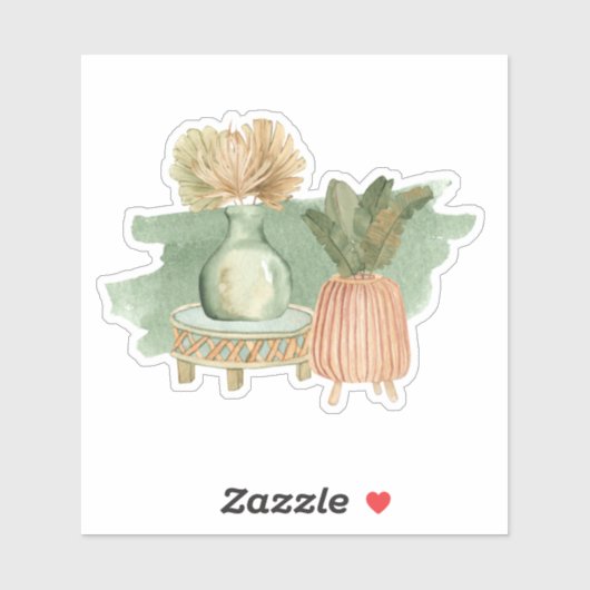 Niedlich Boho Floral Pastell Leaf Green Sticker (Blatt)