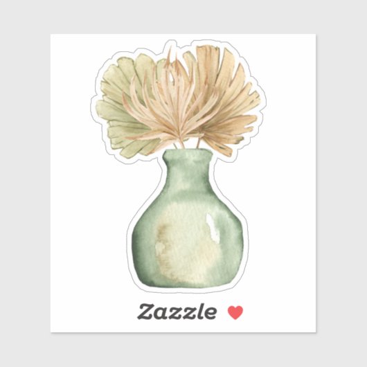 Niedlich Boho Floral Pastell Leaf Green Sticker (Blatt)