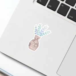 Niedlich Boho Floral Vase Blue Aufkleber