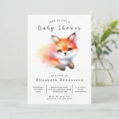 Niedlich Boho Forest Fox Babydusche Einladung (Stehend Vorderseite)