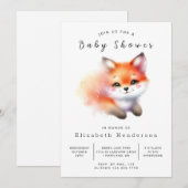 Niedlich Boho Forest Fox Babydusche Einladung (Vorne/Hinten)