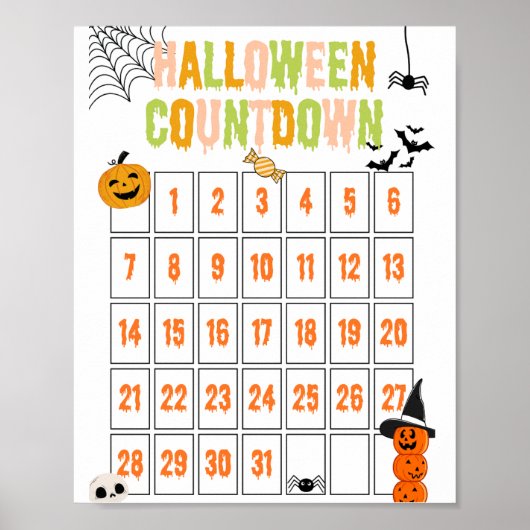 Niedlich Boho Halloween Countdown Poster (Vorne)