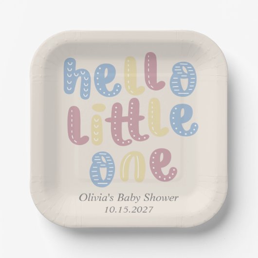 Niedlich Boho Hello Little One Baby Dusche Pappteller (Vorderseite)