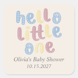 Niedlich Boho Hello Little One Baby Dusche Quadratischer Aufkleber