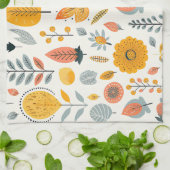 Niedlich Boho Herbstmuster Orange Aquamarin Gelb Geschirrtuch (Gefaltet)