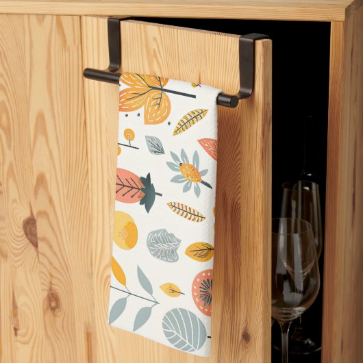 Niedlich Boho Herbstmuster Orange Aquamarin Gelb Geschirrtuch (Drittel gefaltet)