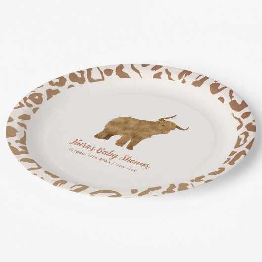 Niedlich Boho Holy Cow Western Babydusche Pappteller (Schrägansicht)