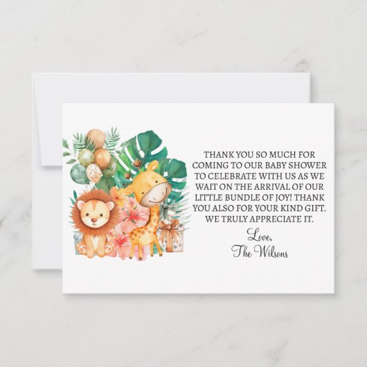 Niedlich Boho Jungle Animals Kinderdusche Danke Ka (Vorderseite)