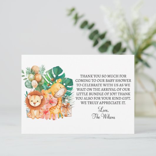 Niedlich Boho Jungle Animals Kinderdusche Danke Ka (Stehend Vorderseite)