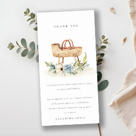 Niedlich Boho Kinderzimmer Blue Floral Bassinet Ba Dankeskarte