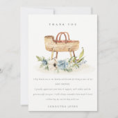 Niedlich Boho Kinderzimmer Blue Floral Bassinet Ba Dankeskarte (Vorderseite)