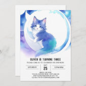 Niedlich Boho Kitty Birthday Einladung (Vorne/Hinten)