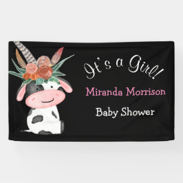 Niedlich Boho Kuh Chalkboard Babydusche Banner