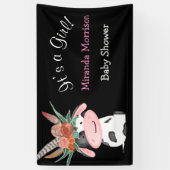 Niedlich Boho Kuh Chalkboard Babydusche Banner (Vertikal)