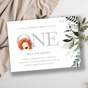 Niedlich Boho Lion Foliage 1. Geburtstag Einladung
