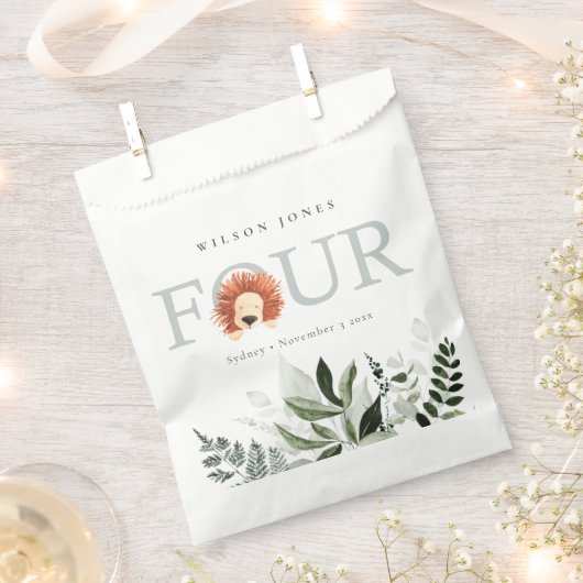 Niedlich Boho Lion Foliage 4. vierte Babydusche Geschenktütchen (Ausgeschnitten)