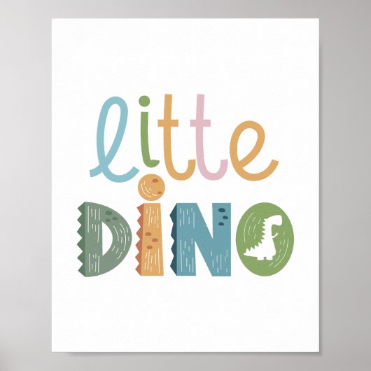 Niedlich Boho Little Dinosaurier Text Kinderzimmer Poster (Vorne)