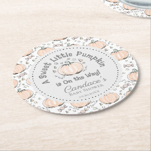 Niedlich Boho Little Pumpkin Fall Babydusche Runder Pappuntersetzer